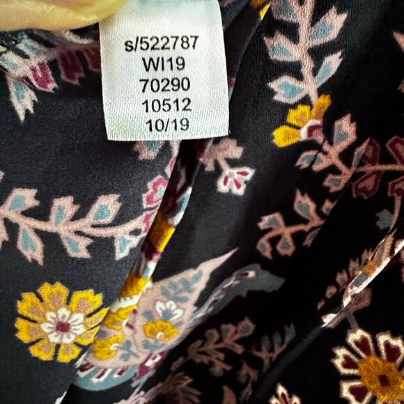 Loft Garden Pintuck Tunic Blouse Popover Top Sz Small Boho Floral Paisley - Picture 8 of 8